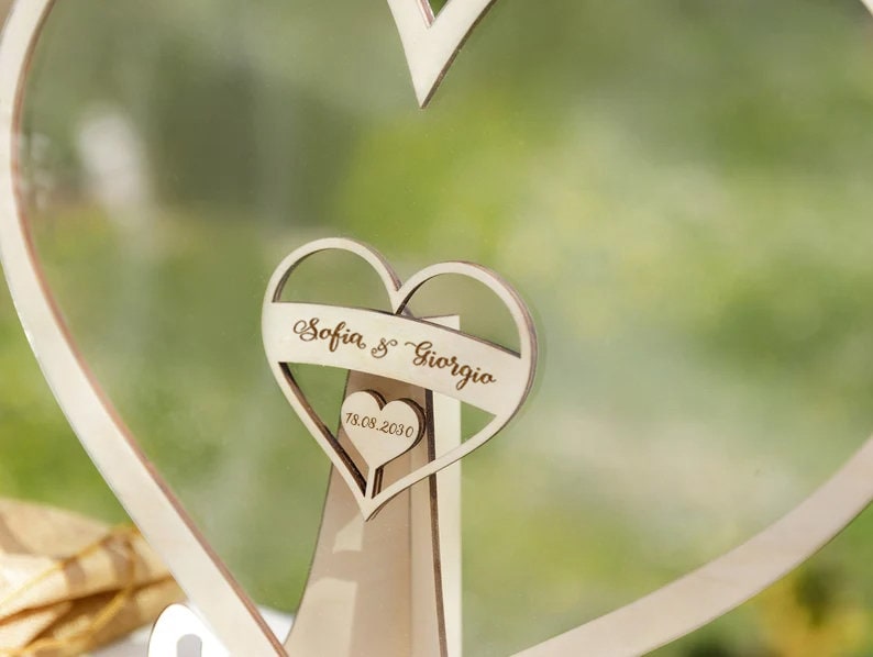 Guest book heart-shaped frame on wedding personalized wooden frame for hearts birthday image 2