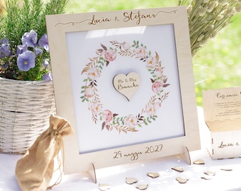 Guest book for wedding personalization wood frame vintage birthday Guest Book