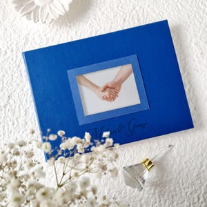 Regalo Di Nozze | Libro Degli Ospiti Personalizzato Per Matrimonio Blu Navy Con Illustrazione Personalizzata Della Location