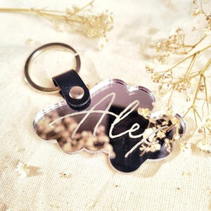 Chaveiro com nome - Espelho de acrílico personalizado, presente para madrinha de casamento, lembrancinha elegante, presente para ela