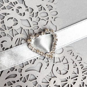 Confezione da 10, Fibbie Scorrevoli a Nastro per Cuore, Fibbia Decorata con Strass da 3/4 Pollici, Decorazione per Inviti
