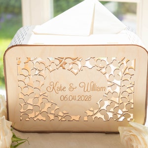 Caja de tarjetas de felicitación personalizada de madera y acrílico para ocasiones especiales, caja de tarjetas de boda con ranura