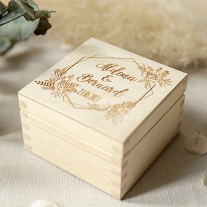Box for wedding rings, ring pillow, rustic wedding ring box, wooden box, heart, individually personalized box with engraving