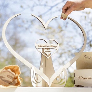 Libro degli ospiti cornice a forma di cuore per matrimonio personalizzato cornice in legno per cuori battesimo