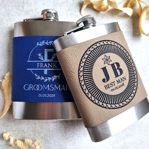 Personalized Groomsmen Hip Flasks, Groomsmen Gift, Wedding Monogram Hip Flask with Engraving