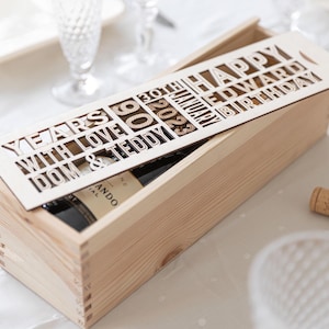 Wine Bottle Box, Personalized Wooden Wine Box, Birthday Gift, Custom Laser Engraved Gift, Wine Accessories, Keepsake Box