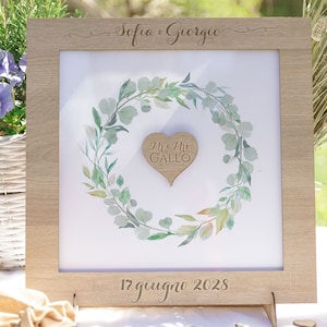 Libro degli ospiti per matrimonio personalizzato legno cornice cuori lanciati vintage compleanno Matrimonio Guest Book