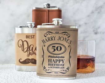 50th Anniversary Gift, Personalized Flask, Custom Flask, Hip Flask, 21st Birthday Flask, Boyfriend Gift, Gift For Men, Engraved Flask,