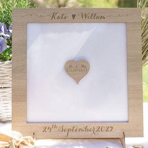 Personalized wedding guest book wooden frame thrown hearts vintage birthday christening wedding Guest Book