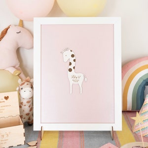 Libro degli ospiti della giraffa per baby shower, Cornice personalizzata con leone, Regalo animale personalizzato per bambini