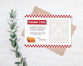 Five Guys Thank You Card |  Burgers and Fries Birthday | Editable Template | Instant Download Digital