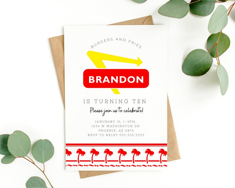 In N Out Invitation Innout Birthday in N Out Invitation Editable
