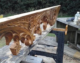 Oak bargeboard,oak tracery,gothic oak bargeboard tracery,carved oak tracery.