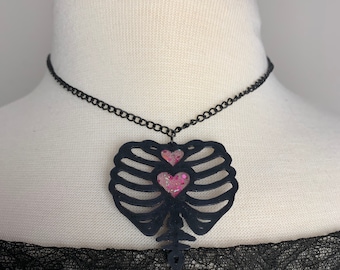 3D Printed Ribcage Heart Necklace