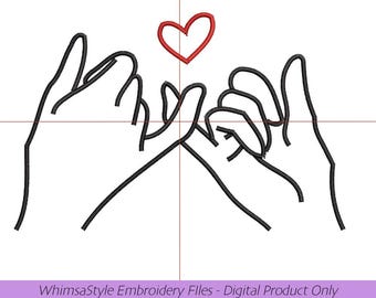 Pinky Promise Heart | Machine Embroidery Design File | 4x4 & 5x7 | PES JEF DST VP3