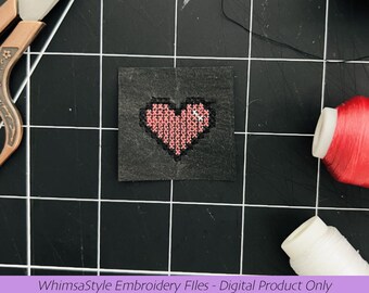 Heart | Pixel Art | Machine Embroidery Design File | 2x2 | PES JEF DST VP3