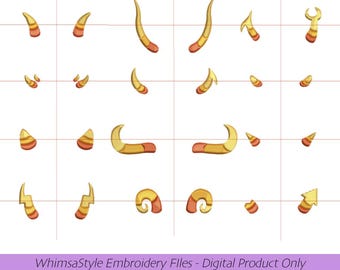 Troll Horns | Bundle | Homestuck | Machine Embroidery Design File | 4x4 | PES JEF DST VP3