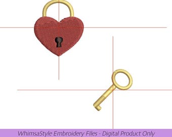 Lock and Key| Machine Embroidery Design File | 2x2 | PES JEF DST VP3