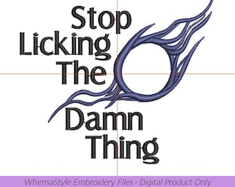 Gale Stop Licking | Baldur's Gate | BG3 | Machine Embroidery Design File | 5x7 | Dungeons and Dragons | PES JEF DST VP3