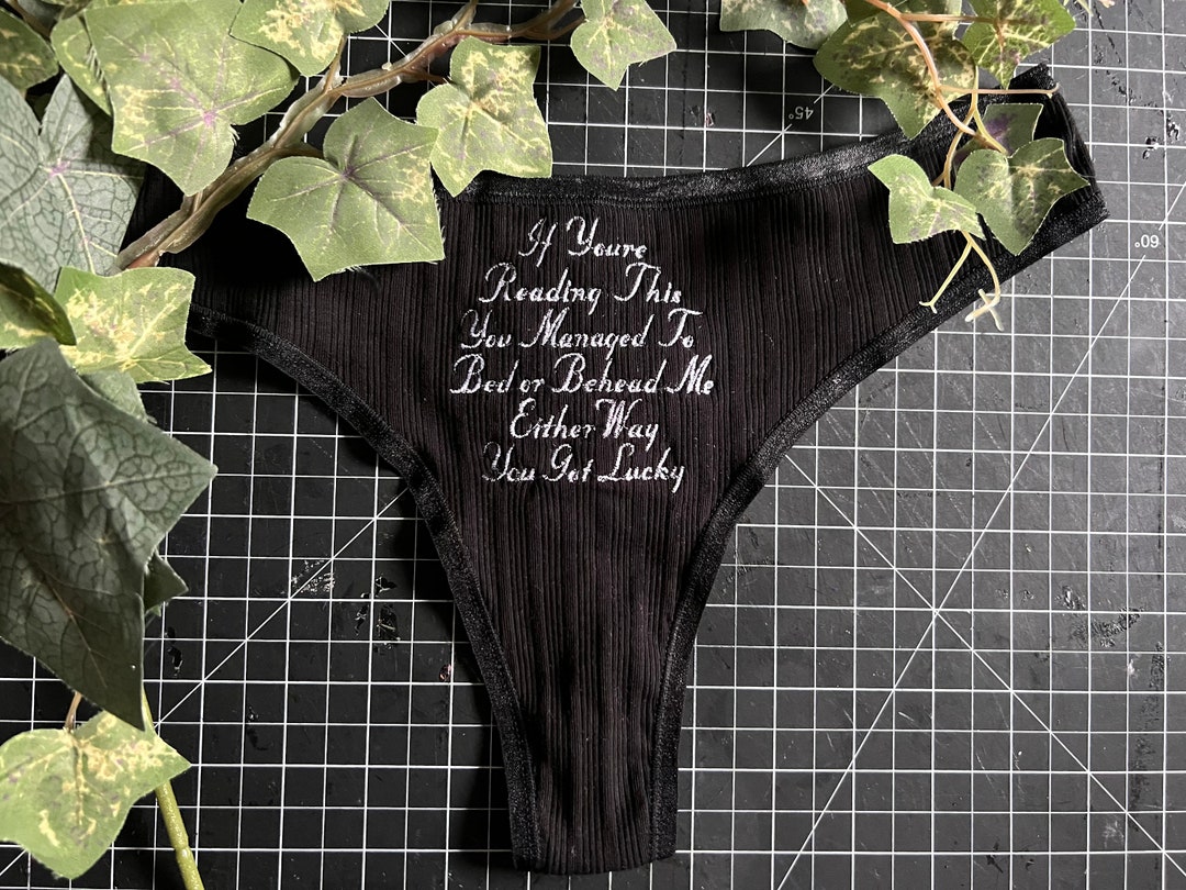 Astarion Cursive Embroidered Thong Underwear Panty - Etsy