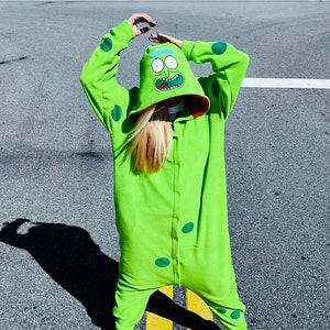 Pickle Kigurumi The Ultimate Christmas Gift for Comfy and Stylish pepino green Pajamas, Christmas Gift image 2