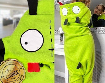 Gir Invader Zim Pajama, Gir Dog Kigurumi Gift, soft kigurumi Gir costume, custom character