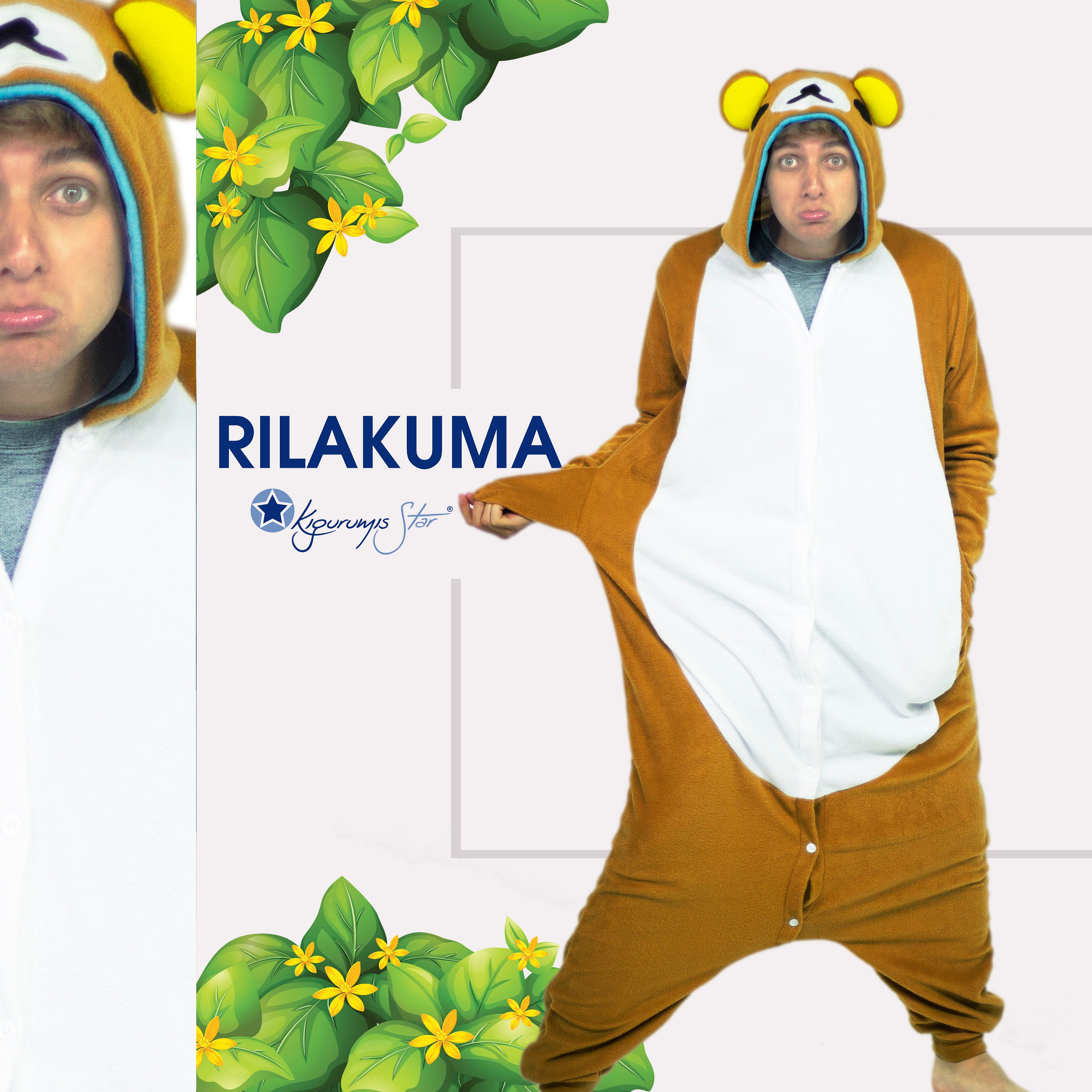 Rilakkuma Bear Kigurumi Pajama Costume Bear Pajama Rilakkuma Merch Big Sizes Custom Kigurumi perfect Gift christmas 2024 Etsy