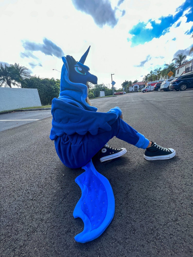 Princess Luna Kigurumi pajama My Little Pony cosplay pajama, black blue unicorn Perfect for Christmas Gift image 1