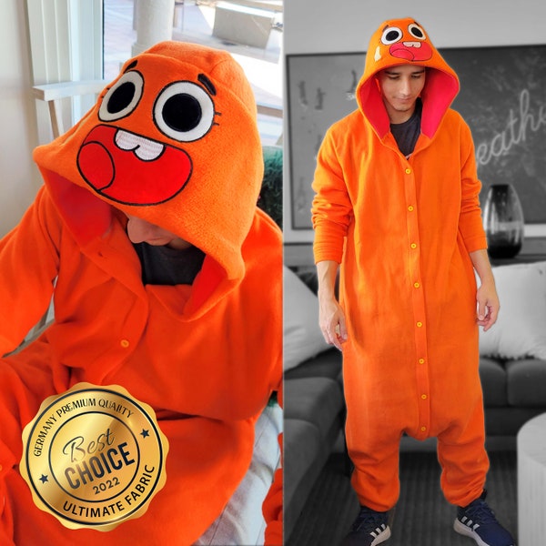 Darwin gumball onesie kigurumi para adultos, todos los tamaños, tamaños grandes para fiestas, disfraces de halloween. Noche de Brujas 2022