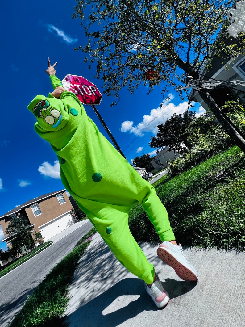 Pickle Kigurumi The Ultimate Christmas Gift for Comfy and Stylish pepino green Pajamas, Christmas Gift image 4