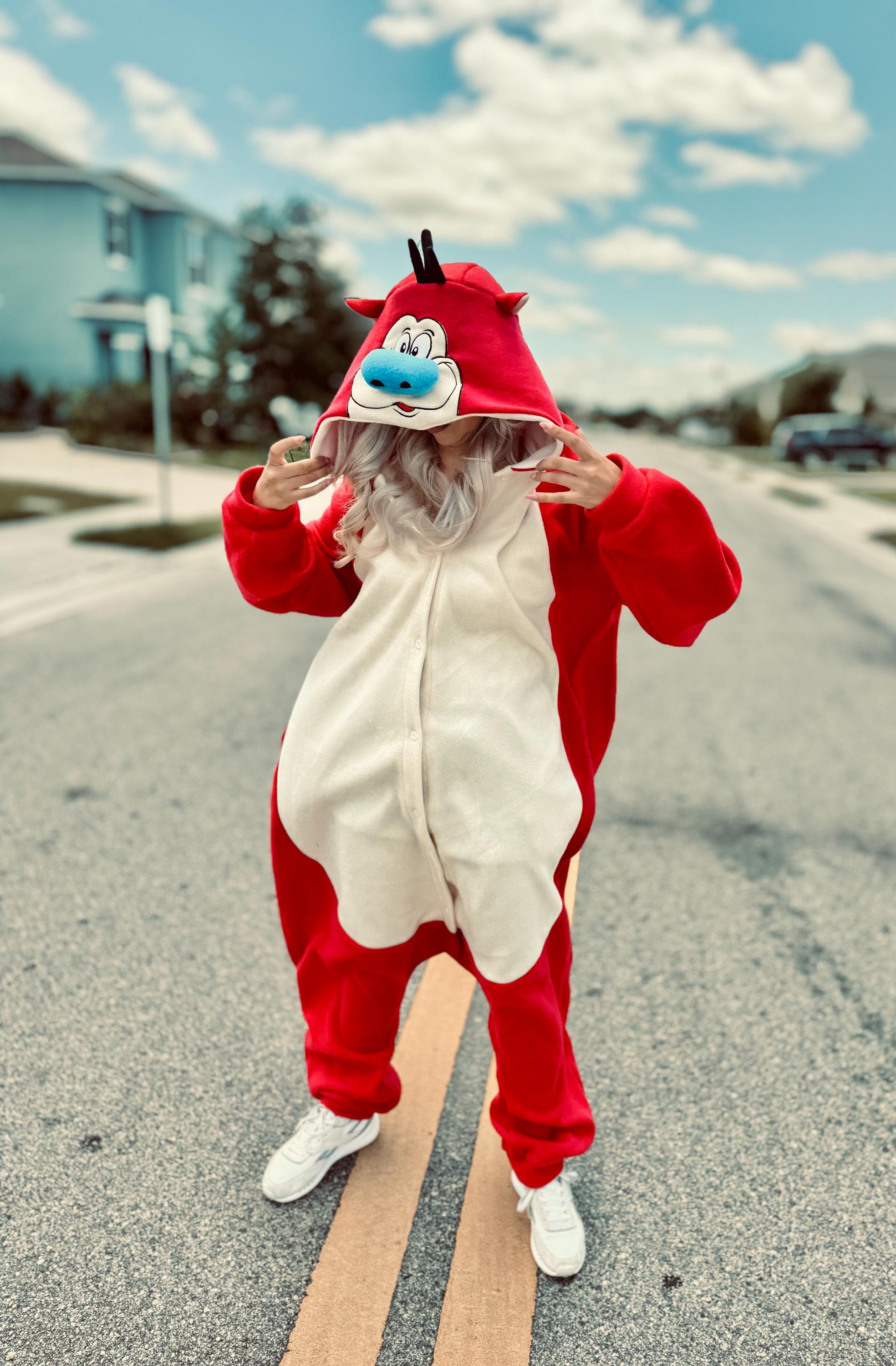 Classic Cartoon Inspired Red Costume Pajamas – Plush Fleece Onesie