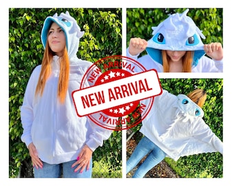 NEW Light Fury Hoodie Adults White Dragon  hoodie costume, cosplay LIGHT FURY, gift toothless Sweater gift termical  jacket Chrismas Gift