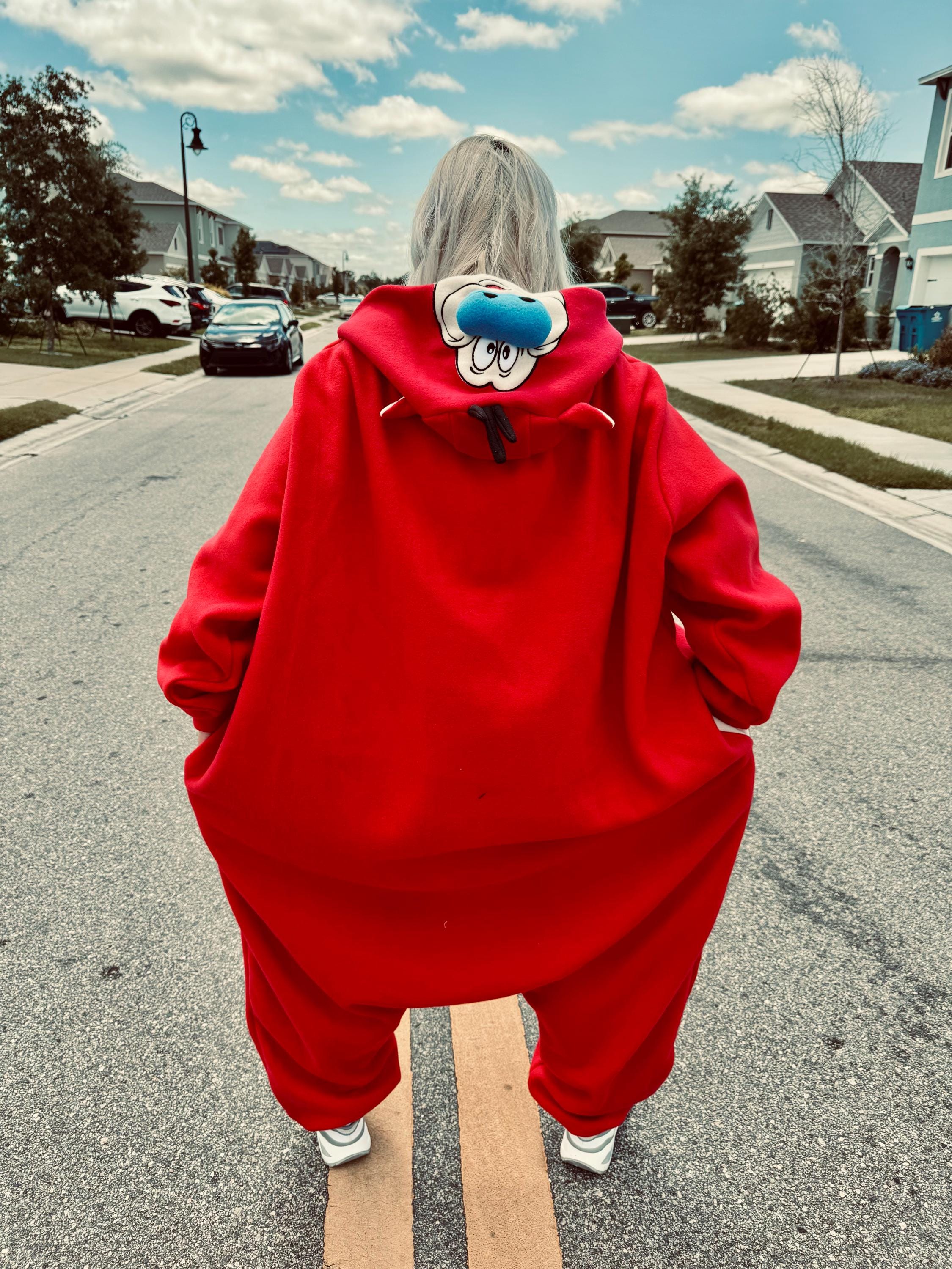 Classic Cartoon Inspired Red Costume Pajamas – Plush Fleece Onesie