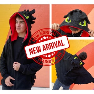 NEW Toothless Hoodie Adults Black Dragon  hoodie with hat costume, cosplay chimuelo, gift toothless Sweater gif termical  jacket