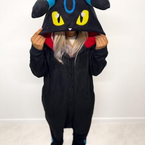 Blue Glow Fox Kigurumi Pajamas – Ultra-Soft Fleece for Loungewear, Cosplay and Sleepwear | Fantasy Creature Design