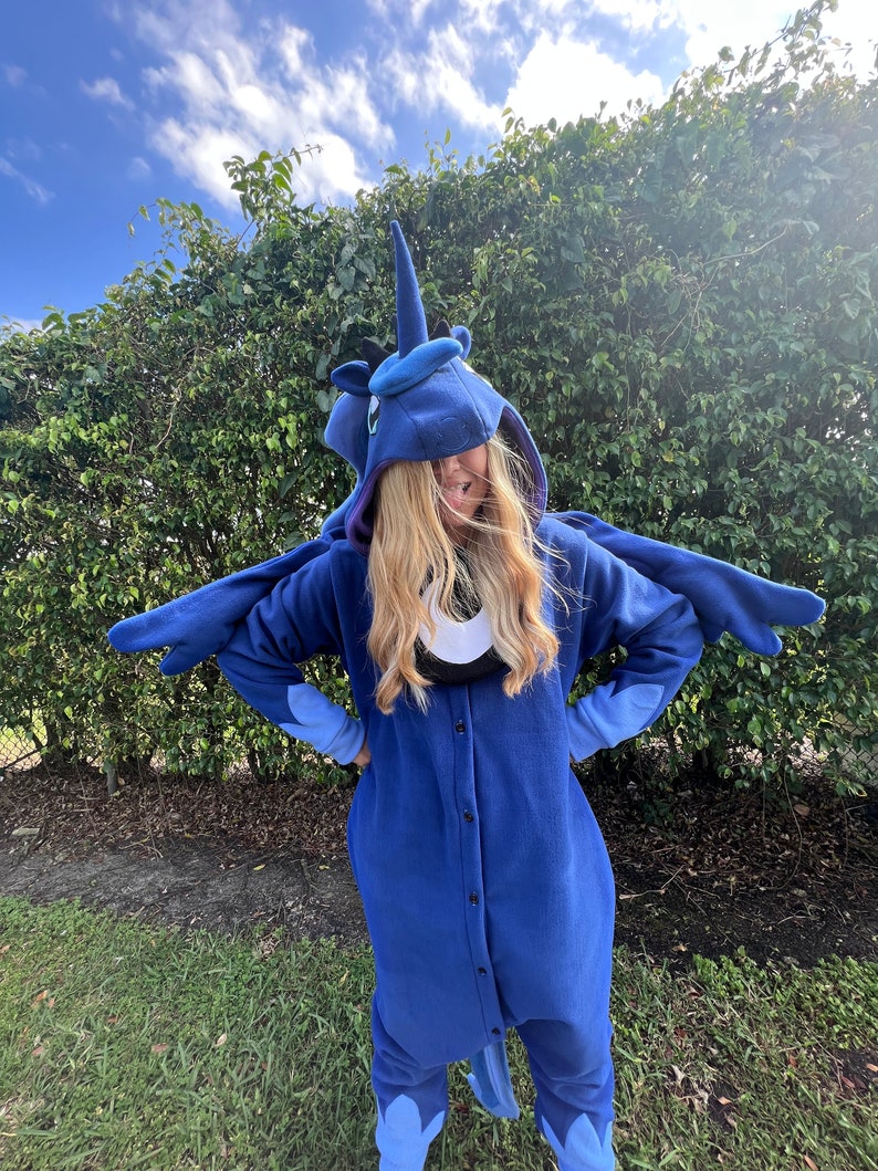 Princess Luna Kigurumi pajama My Little Pony cosplay pajama, black blue unicorn Perfect for Christmas Gift image 9