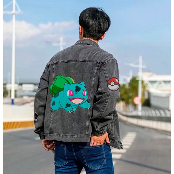 Bulbasaur Pokémon /Denim Jackets  Craftsmanship, Superior Quality, Personalized with Your Favorite Characters WOMEN/MEN jacket