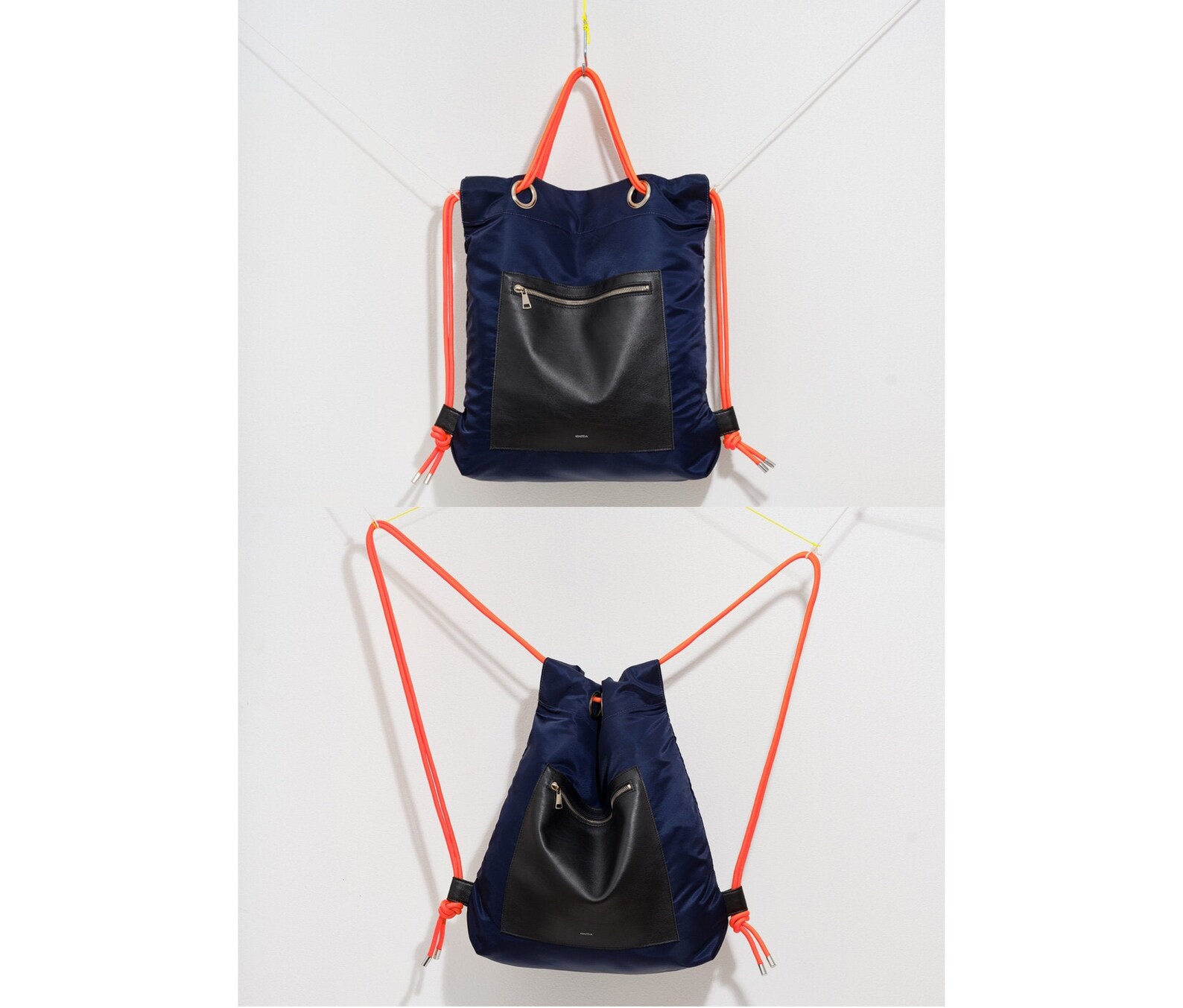 navy blue drawstring backpack