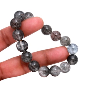 Natural black rutilated quartz beads bracelet, Handmade bracelet Adjustable Bracelet Gift bracelet Calibrated Size 8.5mm 9mm 9.5mm 10mm 11mm