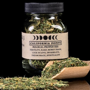AMAPOLA DE CALIFORNIA - Frasco de hierbas para hechizos de brujería - Curiosidades de boticario