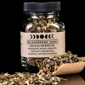 BLACKBERRY LEAF - Witchcraft Spell Herb Jar For Spellwork - Apothecary Curio