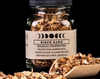 BIRCH BARK - Witchcraft Spell Herb Jar For Spellwork - Apothecary Curio