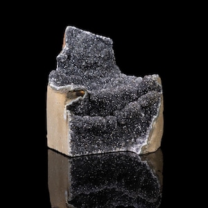 Black Amethyst Geode Crystal, Deep Dark Purple Amethyst, Cut Base From Brazil 3.96 Lb.