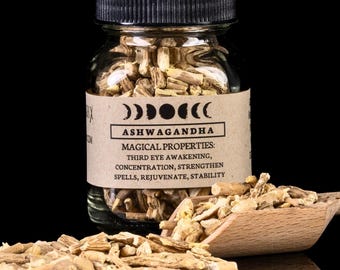ASHWAGANDHA - Hekserijspreuk kruidenpotje voor spreuken - Apotheker curiosa