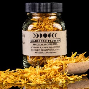 MARIGOLD CALENDULA FLOWERS - Witchcraft Spell Herb Jar For Spellwork - Apothecary Curio