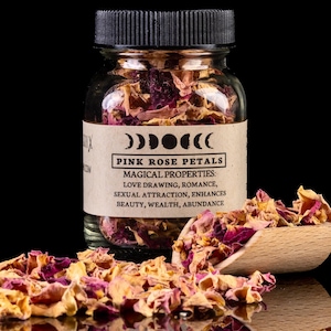 PINK ROSE PETALS - Witchcraft Spell Herb Jar For Spellwork - Apothecary Curio