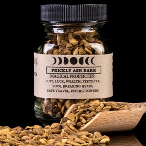 PRICKLY ASH BARK - Witchcraft Spell Herb Jar For Spellwork - Apothecary Curio