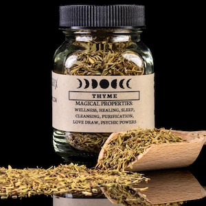 HOJA DE TOMILLO - Frasco de hierbas para hechizos de brujería - Curiosidad de boticario
