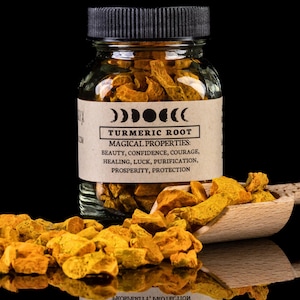 TURMERIC ROOT - Witchcraft Spell Herb Jar For Spellwork - Apothecary Curio