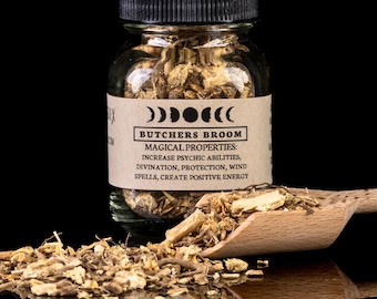 BUTCHER'S BROOM ROOT - Witchcraft Spell Herb Jar For Spellwork - Apothecary Curio